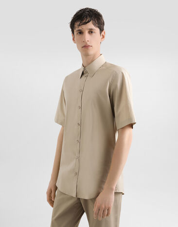 Dolce & Gabbana Extra fine poplin gold shirt Beige G5NN5TFUEFJ