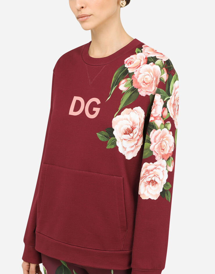 Dolce & Gabbana Jersey sweatshirt with camellia details BURGUNDERROT I9504WG7YVE