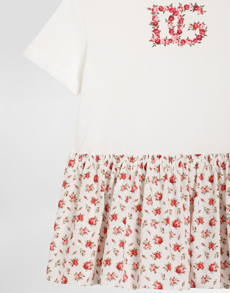 Dolce & Gabbana Small rose-print dress with DG patch Multicolor L5JDB8G7PVM