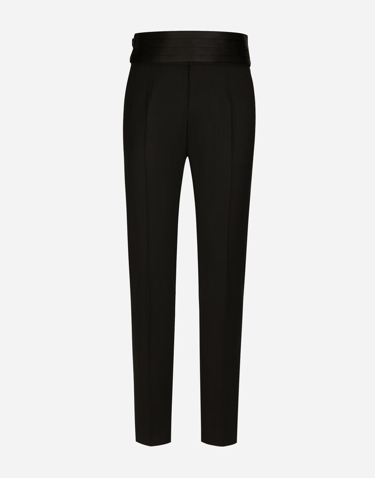 Dolce&Gabbana Pantalon de smoking en sergé de laine stretch Noir GVPWMTFUBE7