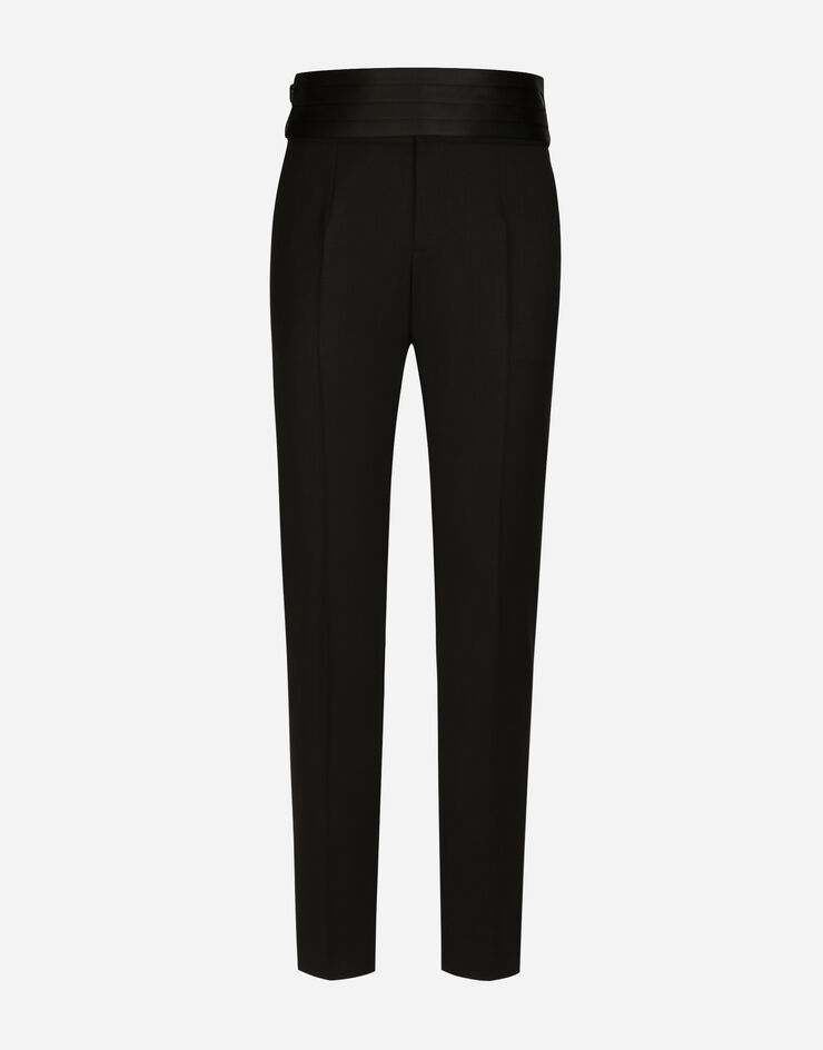 Dolce&Gabbana Stretch wool twill tuxedo pants Black GVPWMTFUBE7