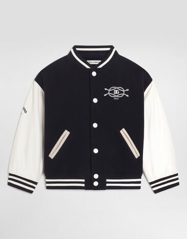 Dolce & Gabbana Cloth bomber jacket with logo Multicolor L42BA3G7QNE