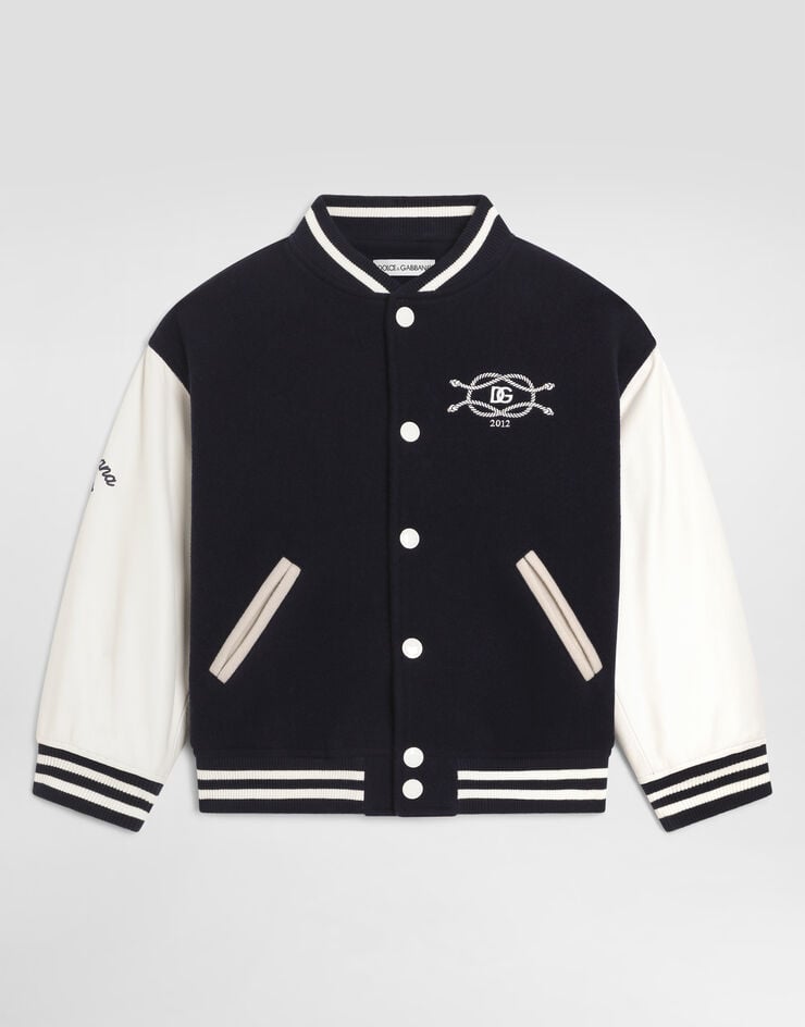 Dolce & Gabbana Cloth bomber jacket with logo Multicolor L42BA3G7QNE