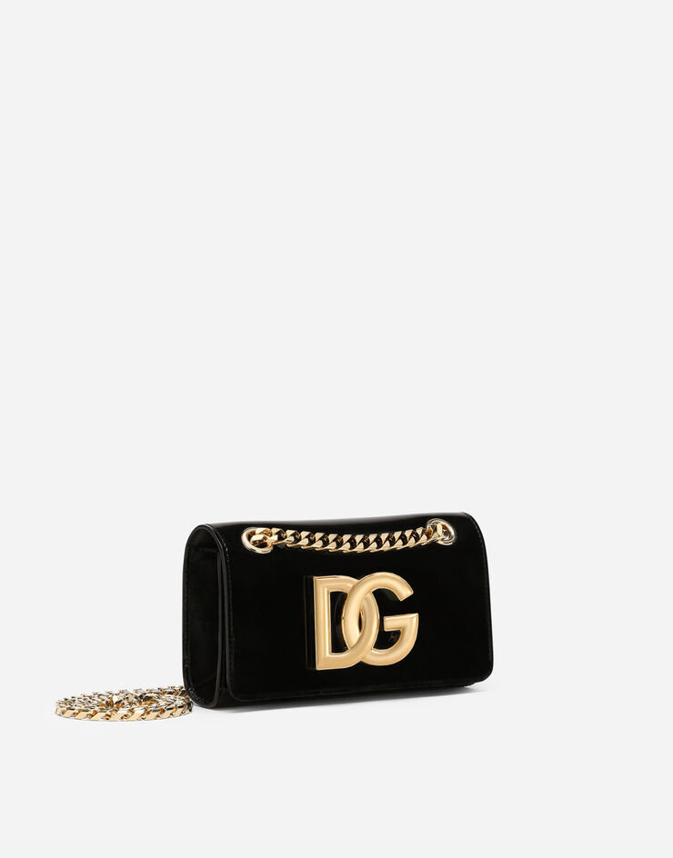 Dolce & Gabbana Phone bag 3.5 en cuir de veau brillant Noir BI3152A1037