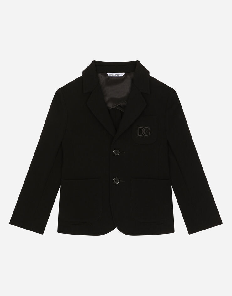 Dolce & Gabbana Single-breasted stretch jersey jacket with DG logo Black L4JE28FUGP0