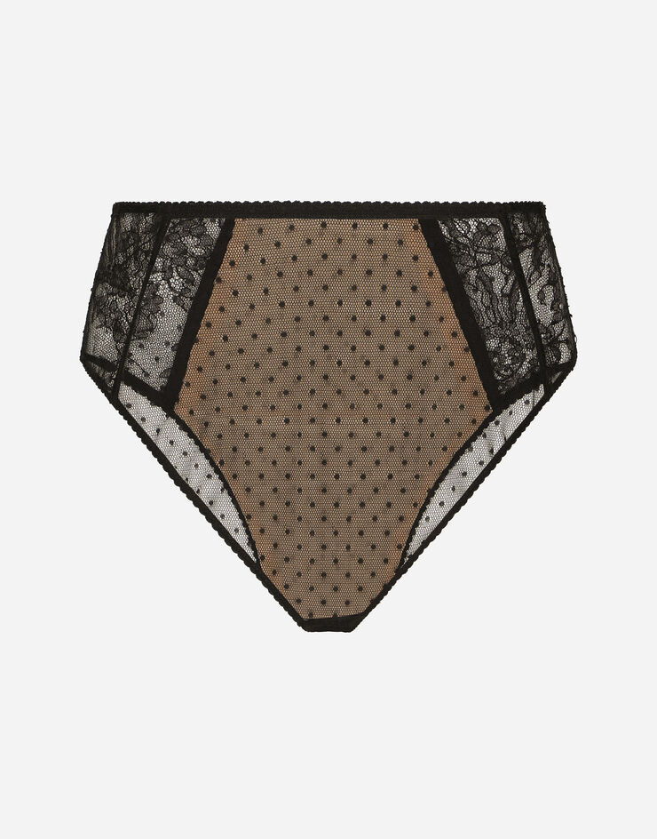 Dolce & Gabbana High-waisted plumetis lace panties Noir O2C71TONL28