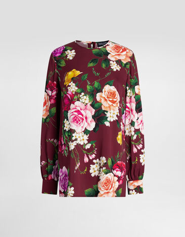 Dolce & Gabbana Rose-print charmeuse top Multicolor I7S39WFSA77