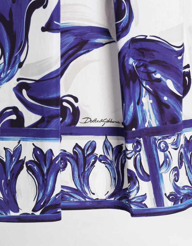 Dolce & Gabbana Abito corto in popeline stampa Maiolica #1C2040 I6KH2WFI5JK