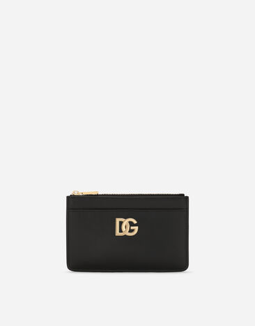 Dolce & Gabbana Porte-cartes en cuir de veau à logo DG Noir BB7475AF984