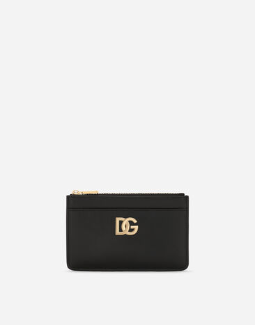 Dolce & Gabbana Porte-cartes en cuir de veau à logo DG Noir BI1261AW576