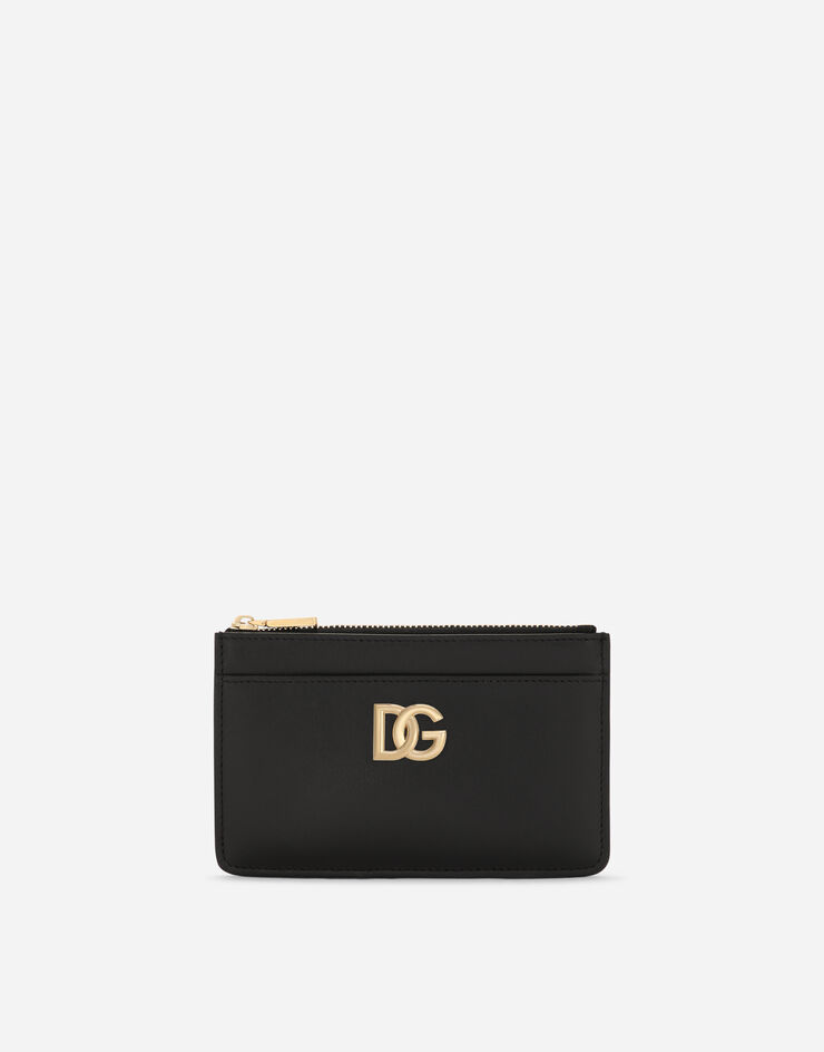 Dolce & Gabbana DG 로고 카프스킨 카드 홀더 블랙 BI1261AW576