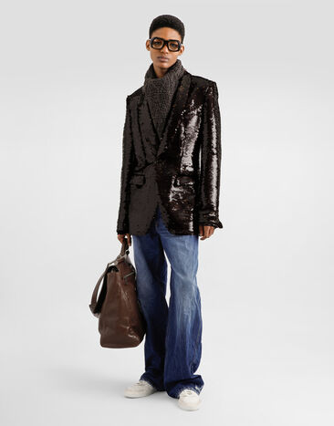 Dolce & Gabbana جاكيت بترتر وصف أزرار مفرد Brown G2VT4TFLSF0
