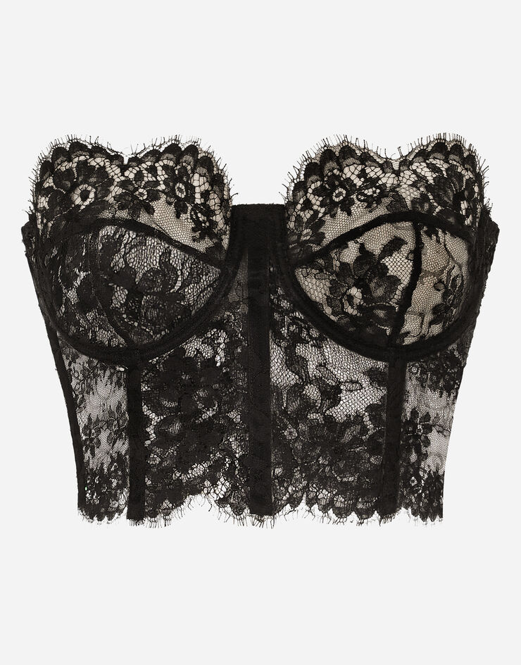 Dolce & Gabbana Black Floral Lace Bustier Cropped Corset Top S Dolce &  Gabbana