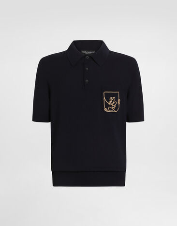 Dolce & Gabbana Polo en lana virgen con logo Blue GXZ16ZJDVIQ