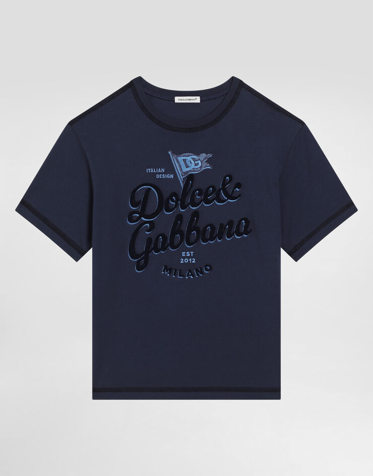 Dolce & Gabbana Camiseta de punto con logotipo Dolce&Gabbana Blue L4JTHVG7OJ1