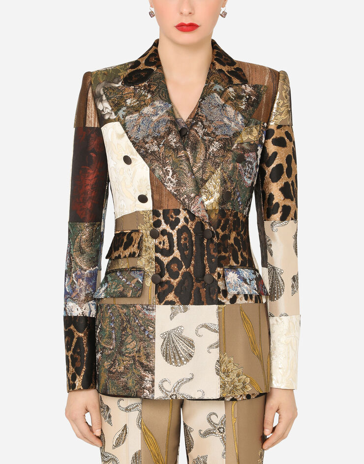 Dolce & Gabbana Double-breasted patchwork jacquard blazer Dolce & Gabbana Double-breasted patchwork jacquard blazer BLUE F29DPTGDY92
