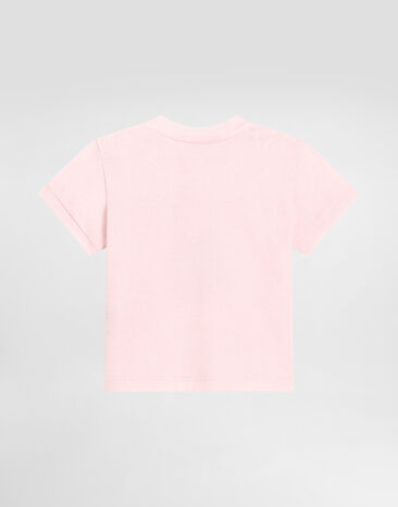Dolce & Gabbana Jersey t-shirt with leopard print and bow Pink L2JTJTG7PNN