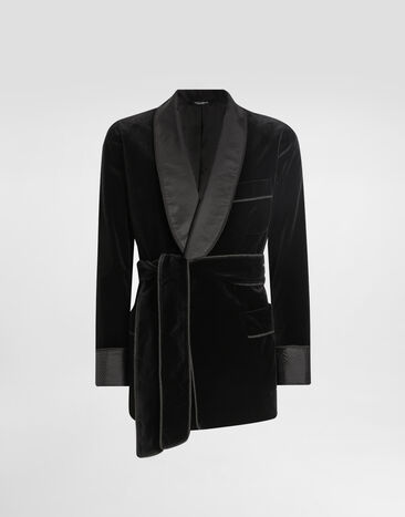 Dolce & Gabbana Smooth velvet robe Black G2VG0TFUVG7