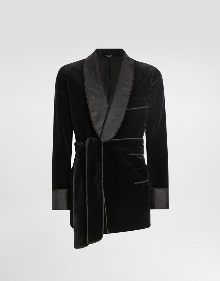 Dolce & Gabbana Smooth velvet robe Black G2VG0TFUVG7