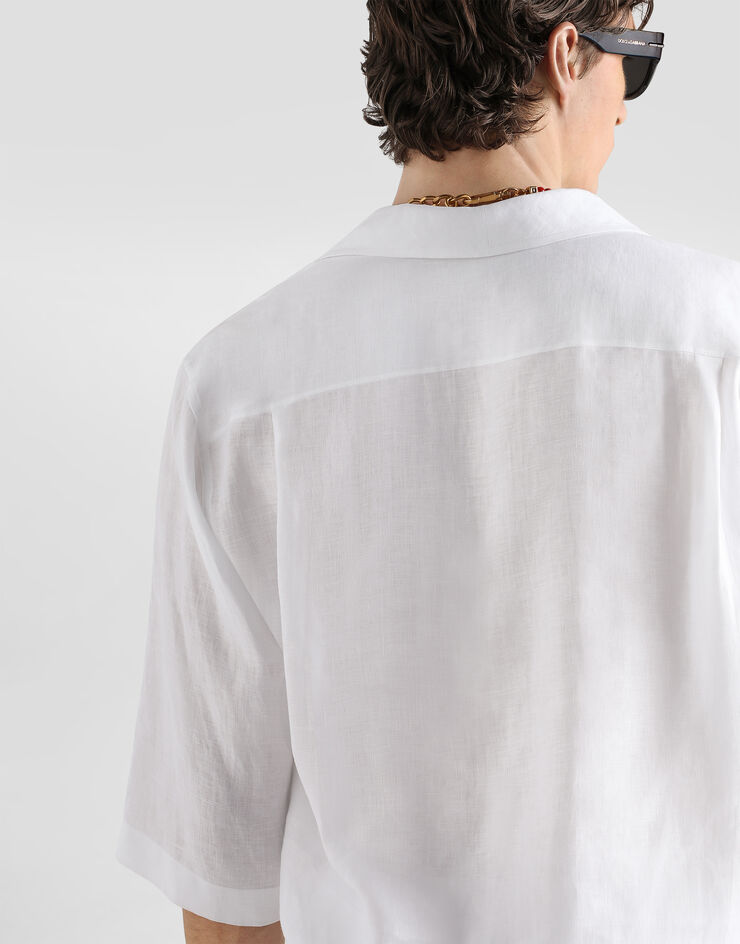 Dolce & Gabbana Camicia hawaii in lino Bianco G5OS3TFU4IK