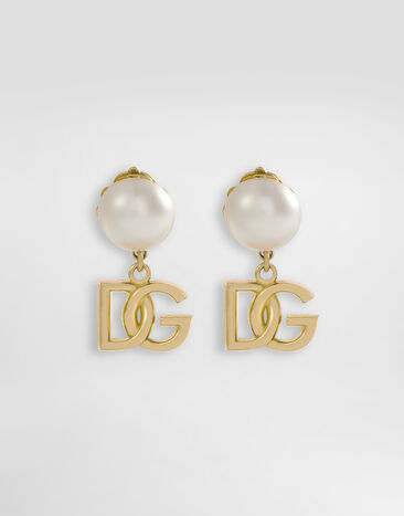 Dolce & Gabbana DG 로고 & 펄 장식 이어링 골드 WEO2N1W1111