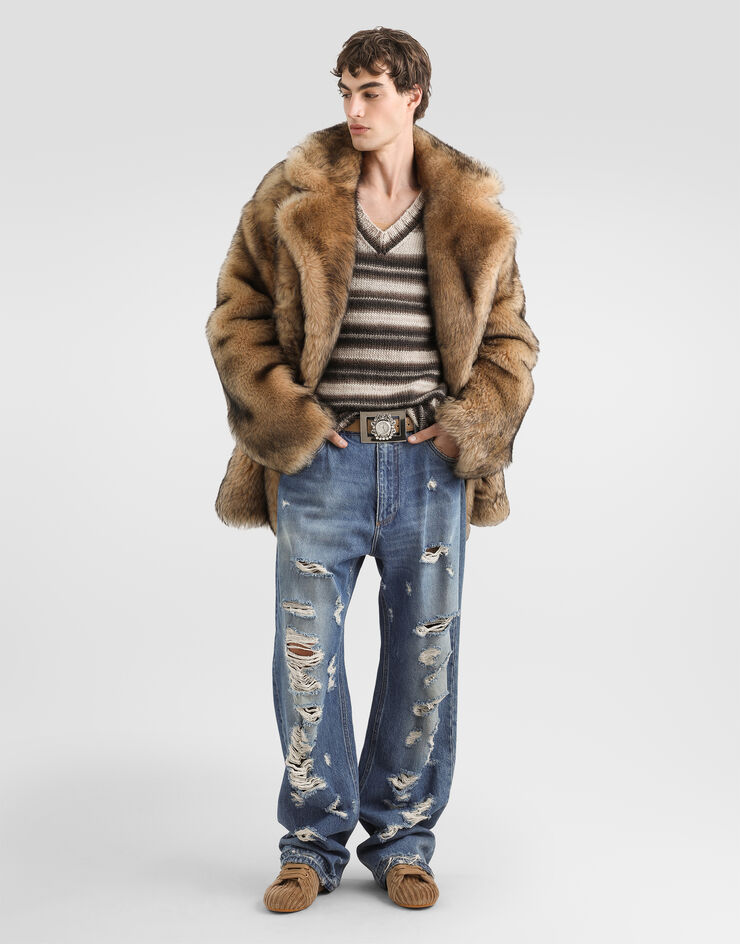Dolce & Gabbana Double-breasted shearling coat Multicolor G055HLHUPBT