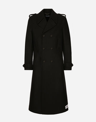 Dolce & Gabbana Chaquetón de botonadura doble en mezcla de lana Negro G046YTHUMT8