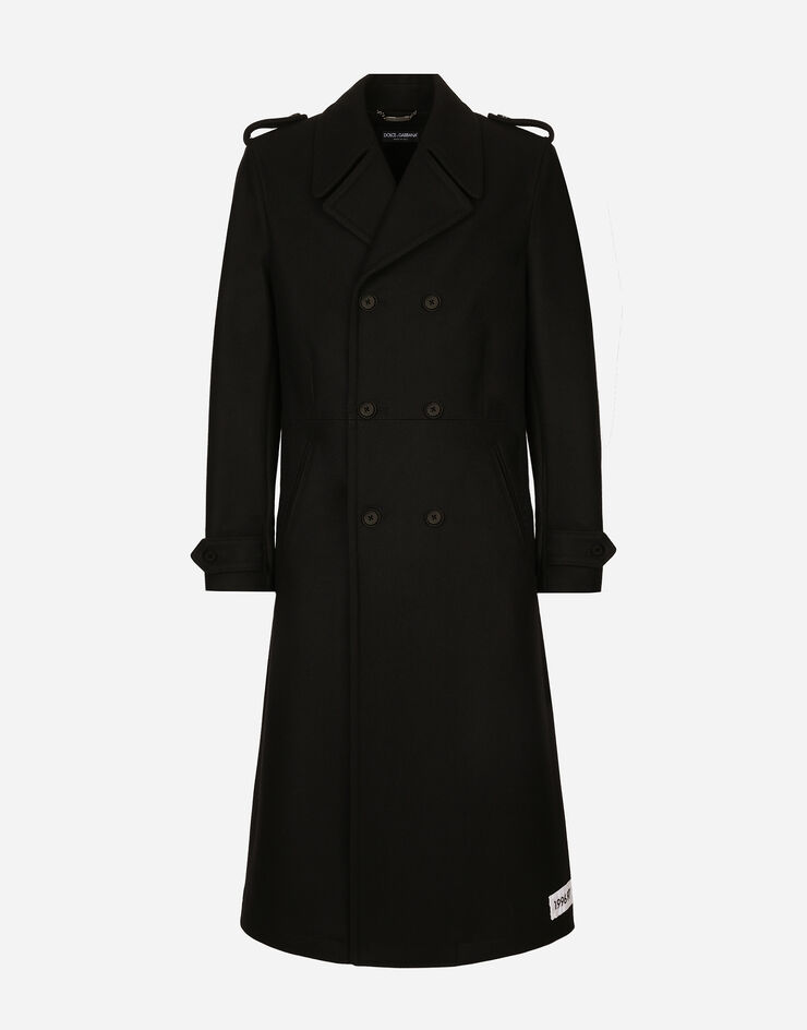Dolce & Gabbana Chaquetón de botonadura doble en mezcla de lana Negro G046YTHUMT8