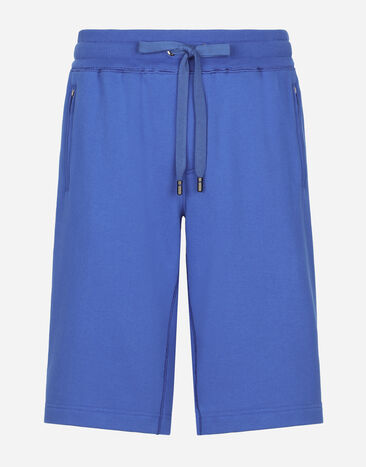 Dolce & Gabbana Bermudas de chándal en punto con placa con logotipo Bleu GVB7HTG7F2G