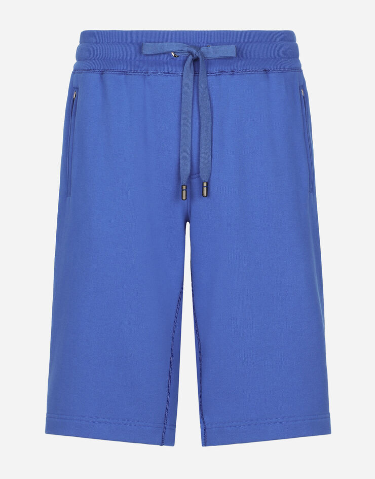 Dolce & Gabbana Bermudas de chándal en punto con placa con logotipo Bleu GVB7HTG7F2G