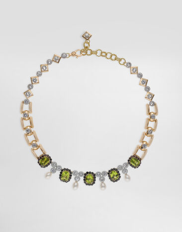 Dolce & Gabbana Eleganza Necklace 18-carat white and yellow gold, peridots, garnets and sapphires  WNSA7GWPER1