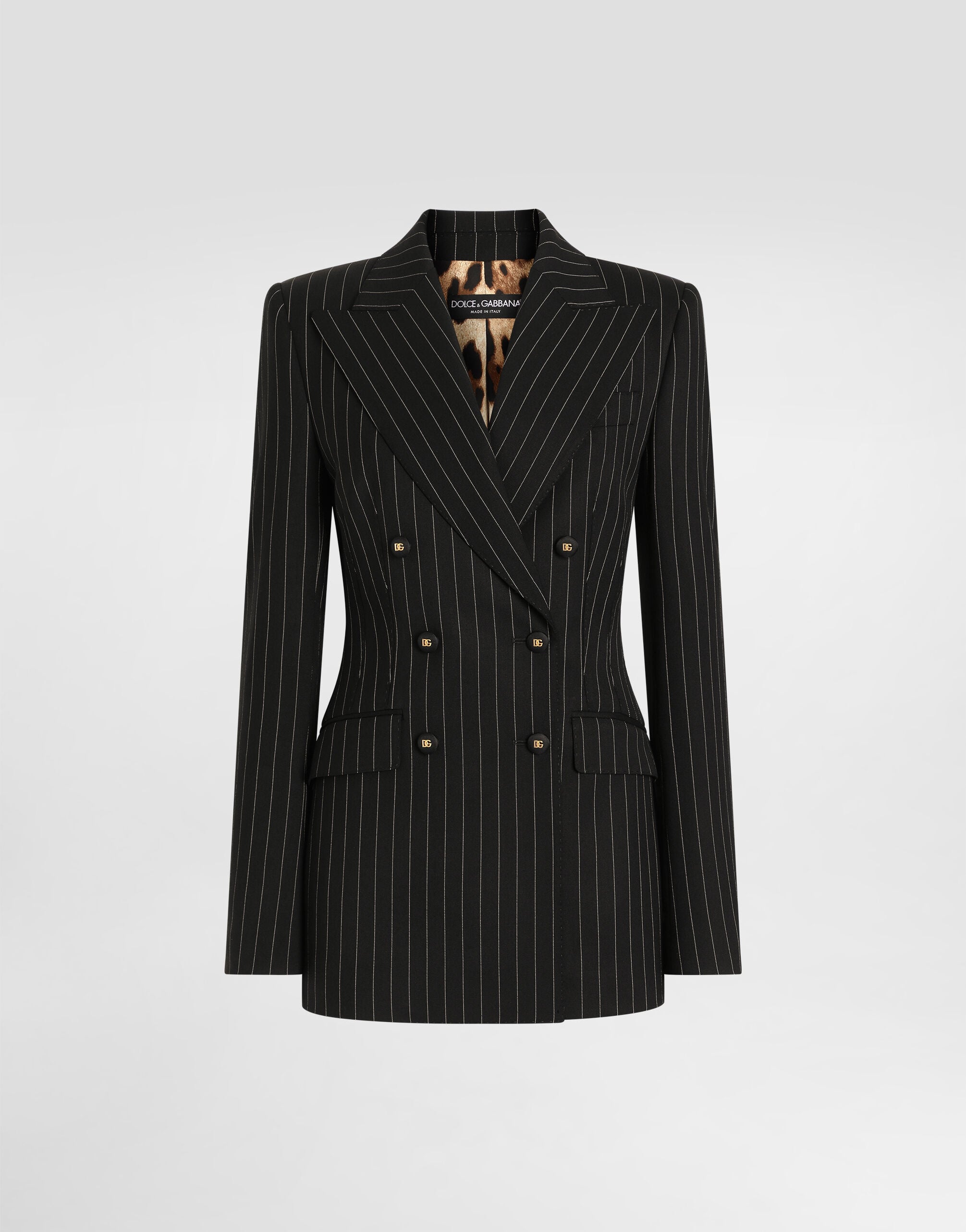 Multicolorのウィメンズ Double-breasted pinstripe wool jacket