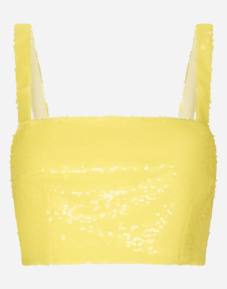 Dolce & Gabbana Sequined crop top Yellow F79AATFLSJM