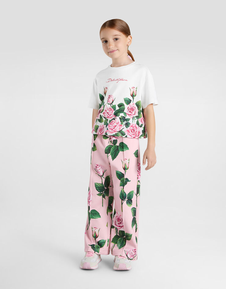 Dolce & Gabbana Pantalones de chándal de felpa con estampado de rosas Imprima L5JPF7HS7P0