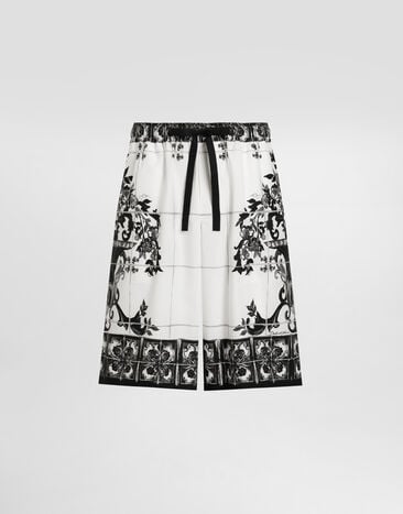 Dolce & Gabbana Pantalón de popelina con estampado de mayólica Multicolor GV37ATHH5EC
