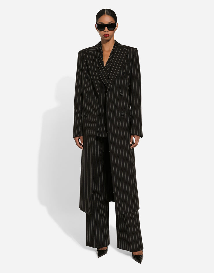 Dolce & Gabbana Pinstripe double-breasted coat in woolen fabric Multicolor F0W1ATFR20A