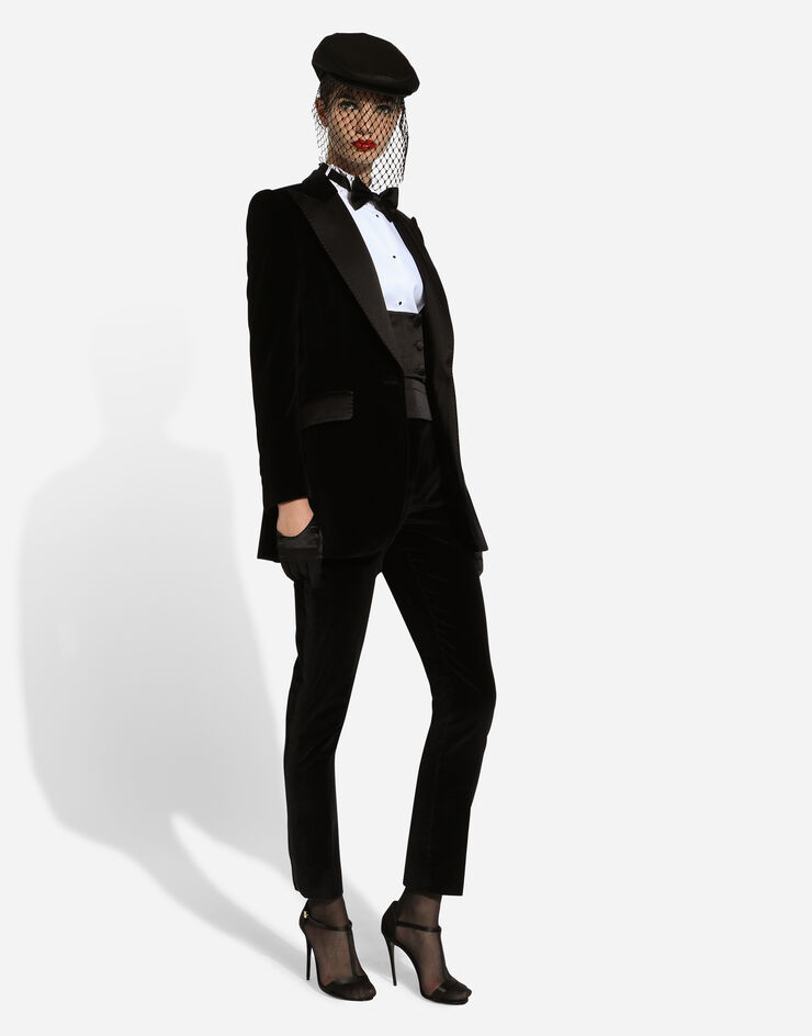 Dolce & Gabbana Chaleco de esmoquin de botonadura doble en raso duquesa de seda Negro F791ZTFU1KM