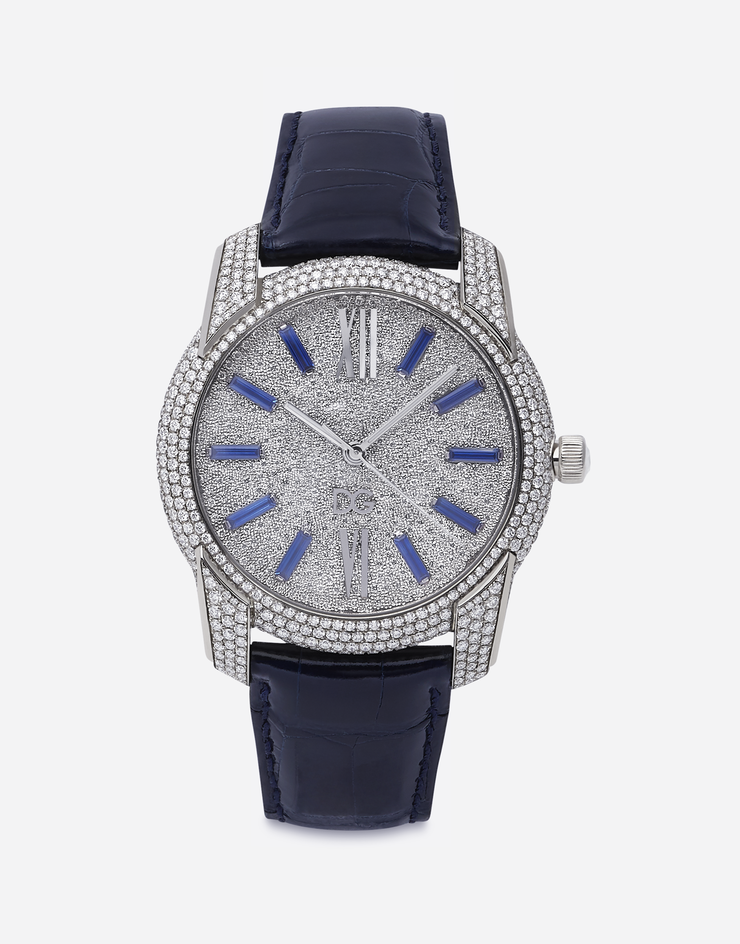 Gold watch with diamond pave in Blue White Gold for Men Dolce Gabbana US
