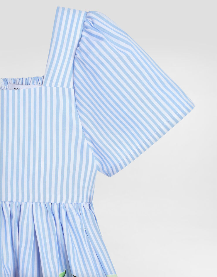 Dolce & Gabbana Striped poplin dress with floral print Print L24DG6FI5K7