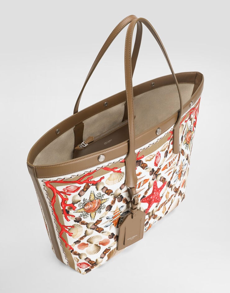 Dolce & Gabbana Shell-print canvas and calfskin atene shopping bag Multicolor BM7806AG665