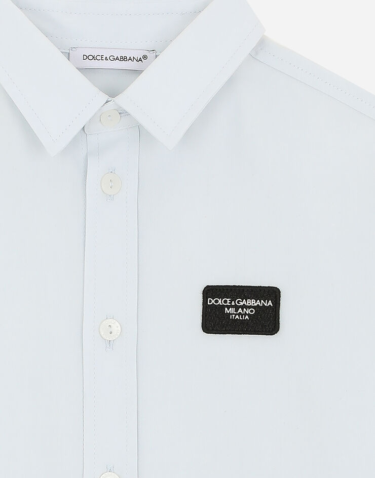 Dolce & Gabbana قميص بوبلين قطني رمادي L43S96G7M4B
