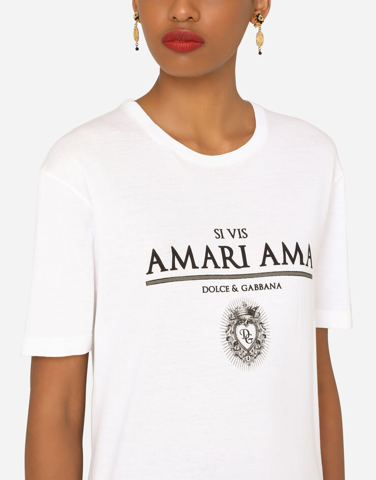 Jersey tshirt with si vis amari ama print