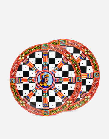 Dolce & Gabbana Set 2 Porcelain Dinner Plates Multicolor TC0S04TCA88