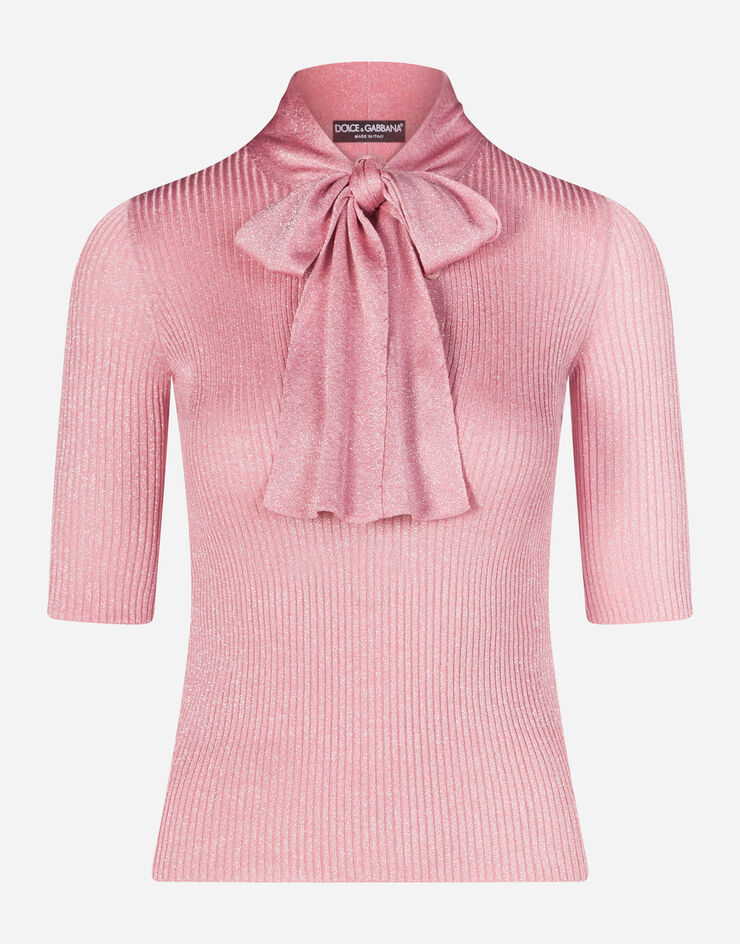 Dolce & Gabbana SERAFINO SWEATER WITH BOW IN BOW PINK FX668TJAIDM