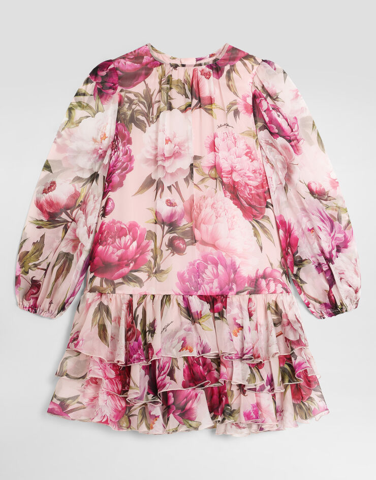 Dolce & Gabbana فستان من شيفون بطبعة زهور الفاوانيا Multicolor L54DO7G7Q0F