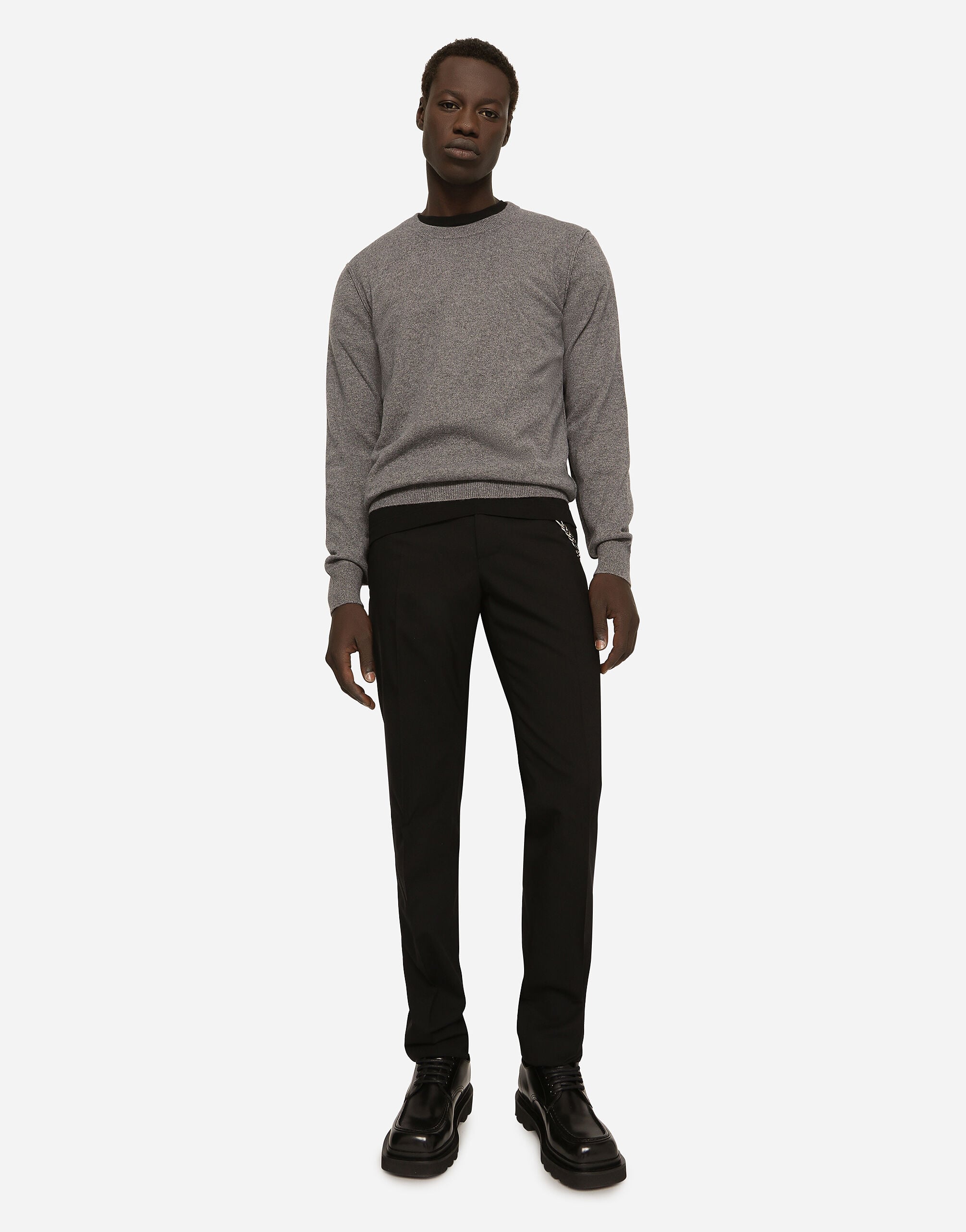 Cashmere round-neck sweater in Grey for Men | Dolce&Gabbana® US