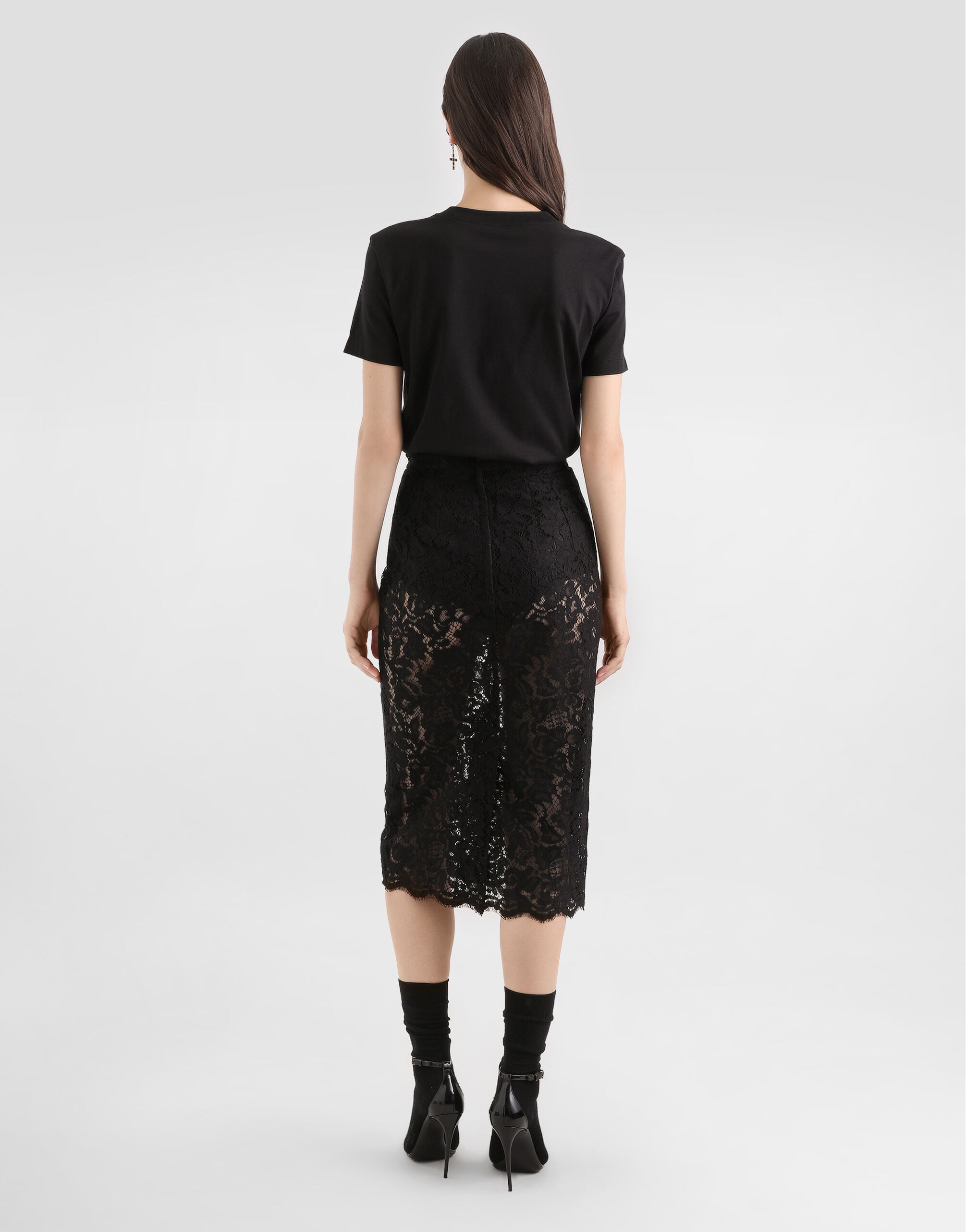 Jersey t-shirt with embroidery in Black for Women | Dolce&Gabbana® US