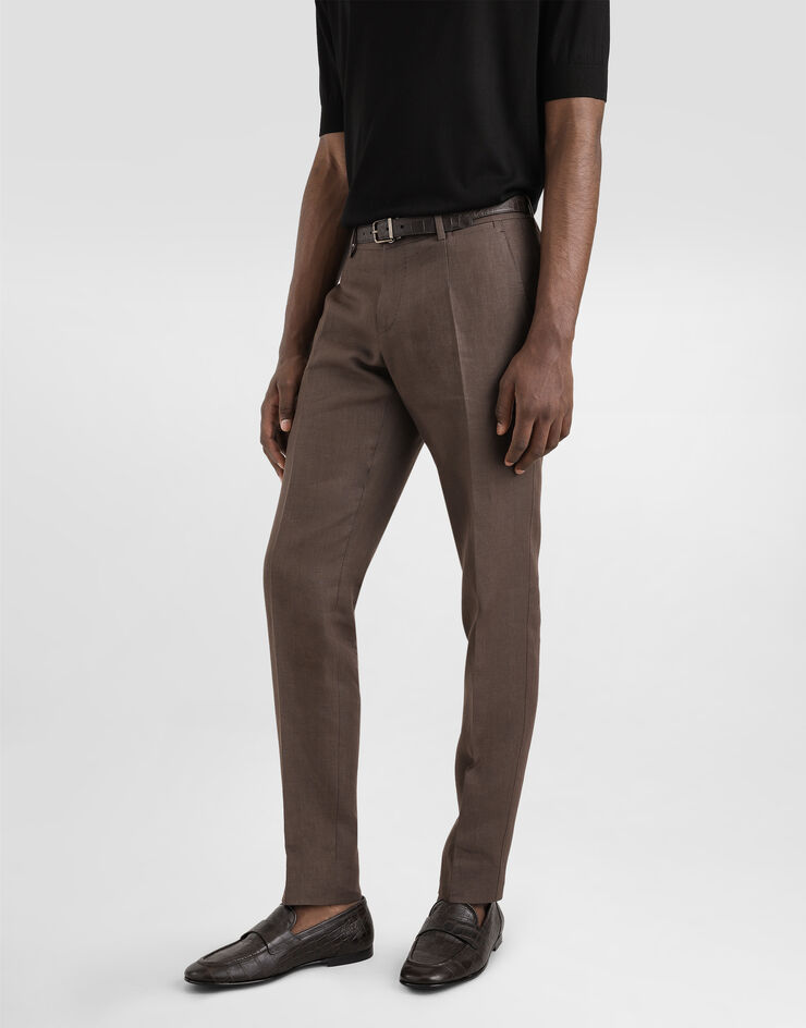 Dolce & Gabbana Pantalón sastre de lino Marrón GY7BMTFU4LF