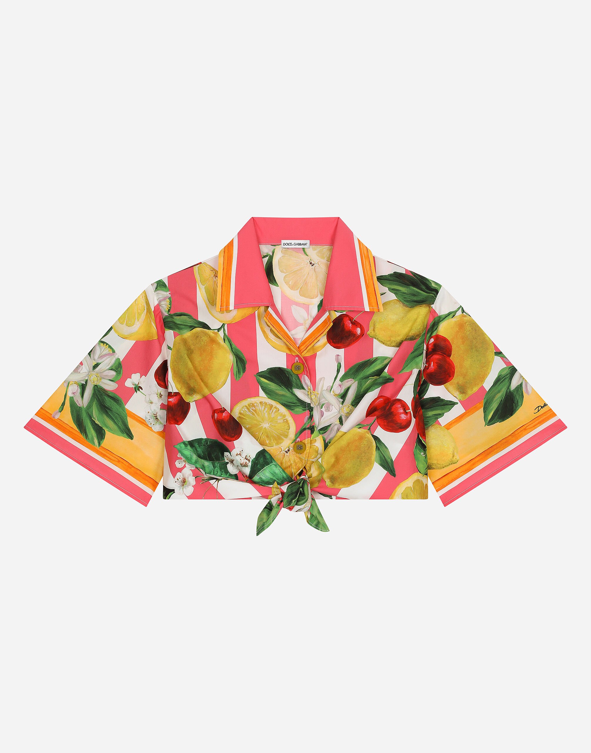 Dolce & Gabbana Poplin shirt with lemon and cherry print Print L5JN79FSG79