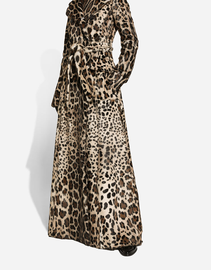 Dolce & Gabbana Double-breasted leopard-print goatskin coat with belt Multicolor F0G1IFFUP9H